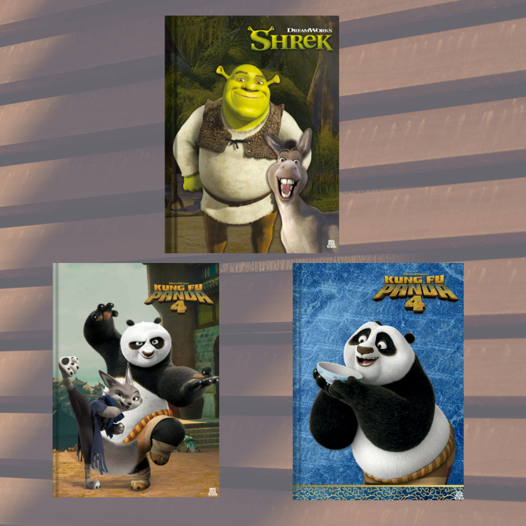 CADERNO BROCHURÃO SHREK E KUNG FU PANDA - ANIMATIVA 80 FOLHAS