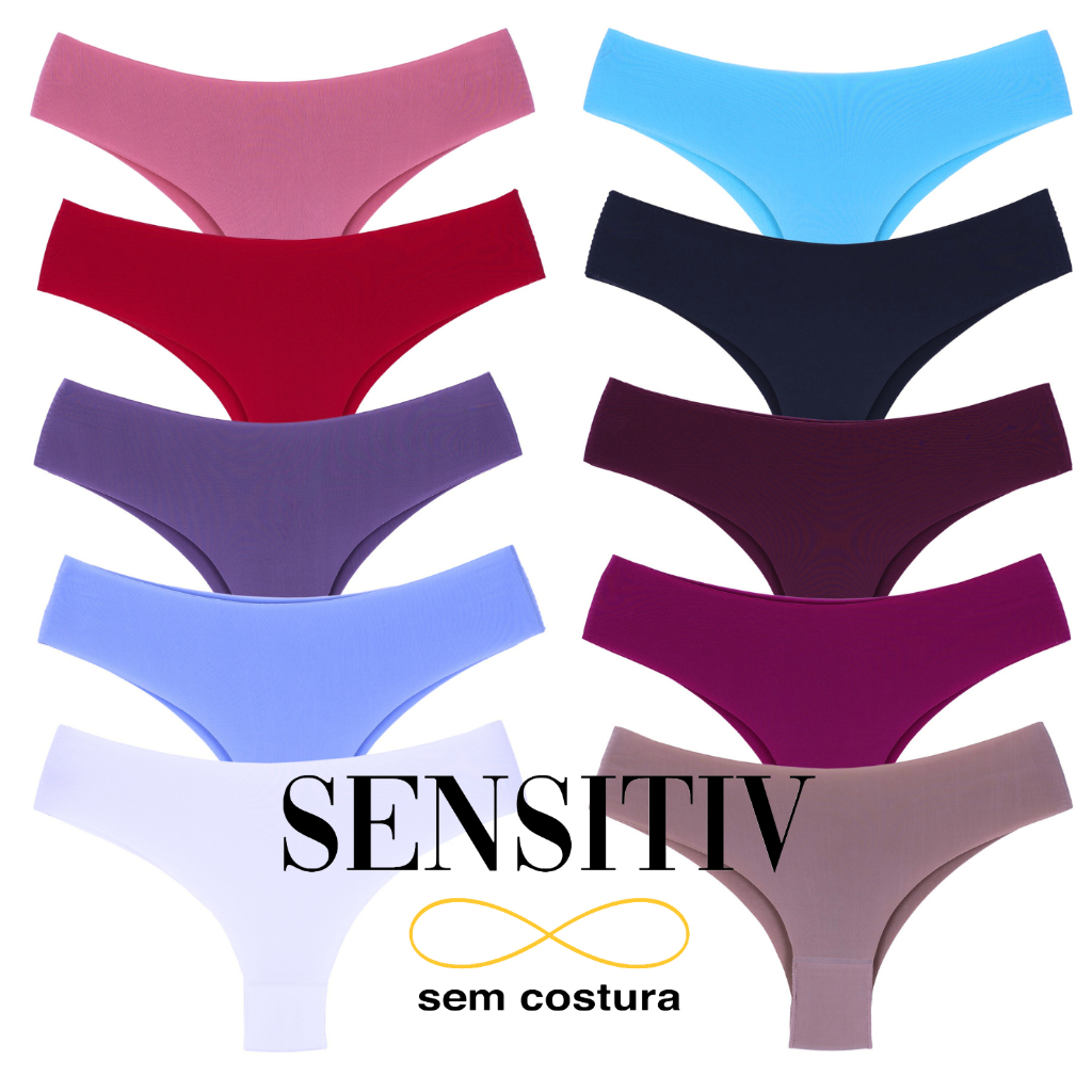 kit com 5 calcinhas tanga sensitiv sem costura corte laser original