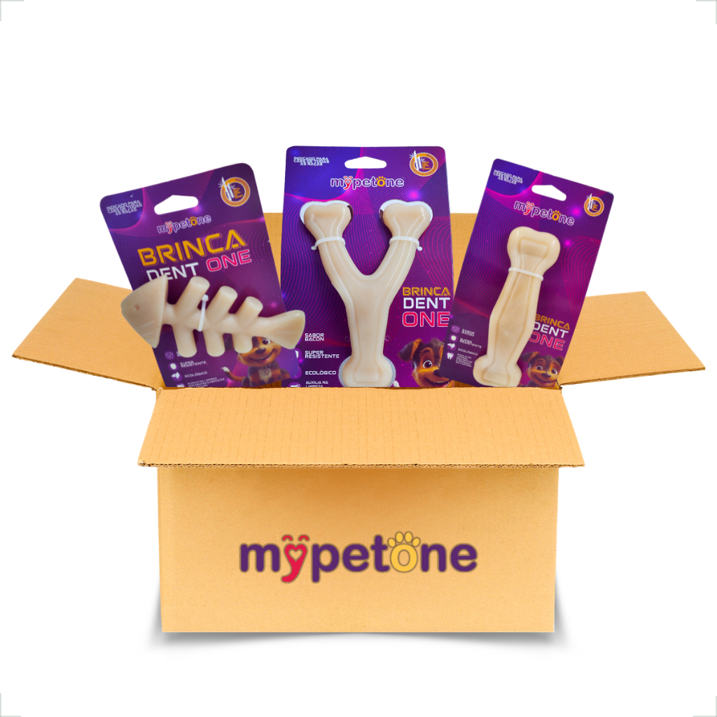 Kit 3 Unidades Brinca Dent One Grandes Osso Bamboo - MyPetOne em Oferta na Shopee