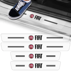 Kit 4 Peças Adesivo Autocolante Soleira Porta Carro Modelo Compatível Com Fiat Transparente Emblema