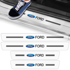 Kit 4 Peças Adesivo Autocolante Soleira Porta Carro Modelo Compatível Com Ford Transparente Emblema