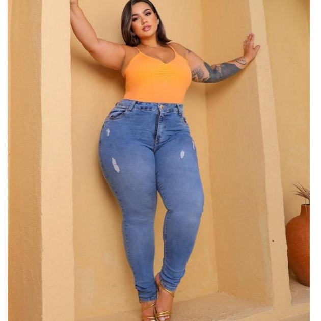 CALÇA  PLUS SIZE BRANCA MODA MAIOR SKINNY FEMININA COM ELASTANO MODELO LEVANTA BUMBUM em Oferta na Shopee