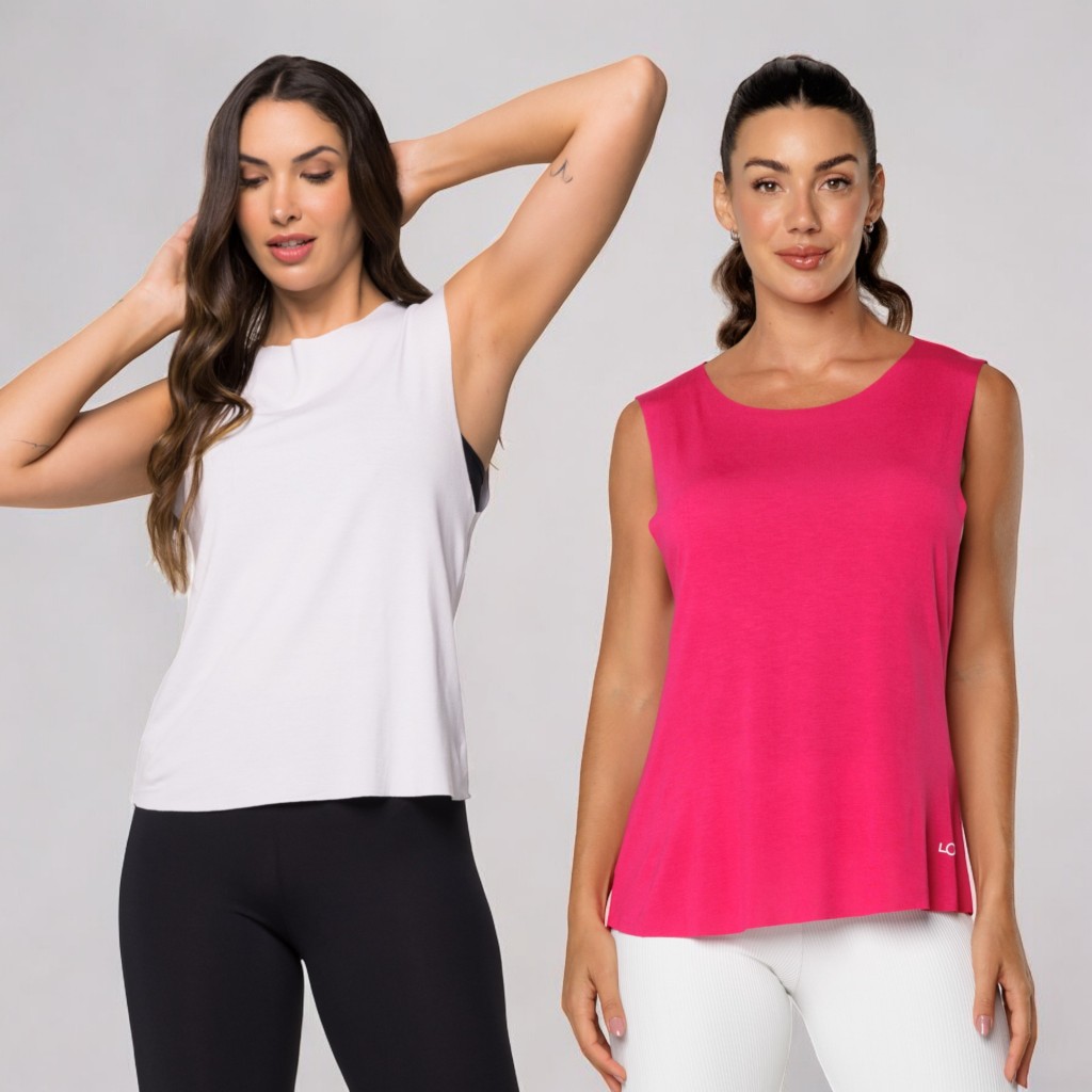 Kit 2 Regatas Fitness Feminina Academia Viscolycra Basica Lisa Fitness Treino Corrida Lot Fitness em Oferta na Shopee