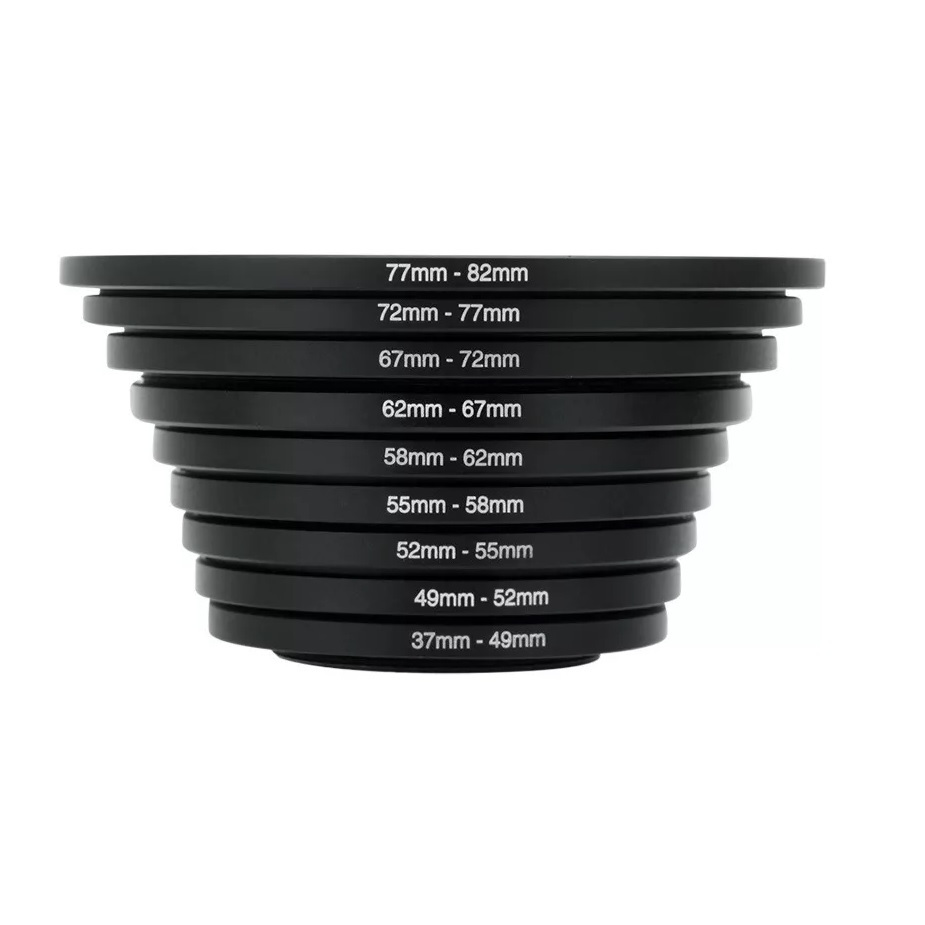 Kit Anel 9 Adaptador P/filtro Nd Câmera 49mm 77mm Step Up