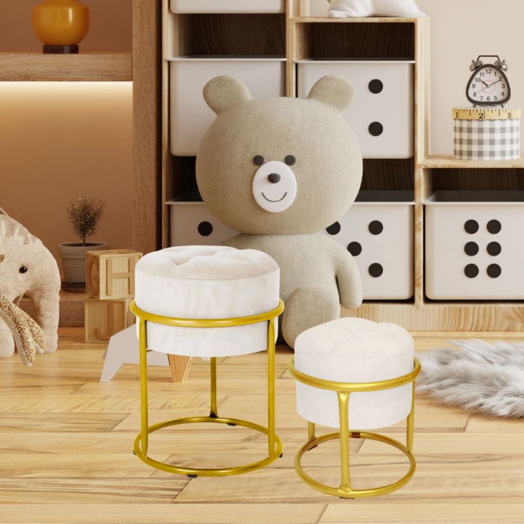 Kit Puff Argola Mamãe e Filhinha Capitonê  Veludo