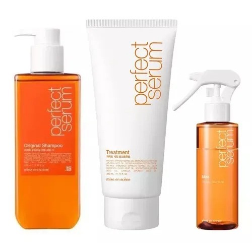 KIT SHAMPOO 530ML + TREATMENT 330ML + SERUM MIST 150ML PERFECT SERUM ORIGINAL - MISE EN SCENE