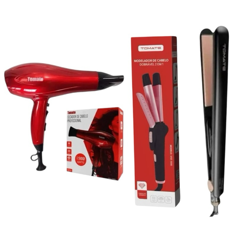 kit secador +chapinha+modelador de cachos
