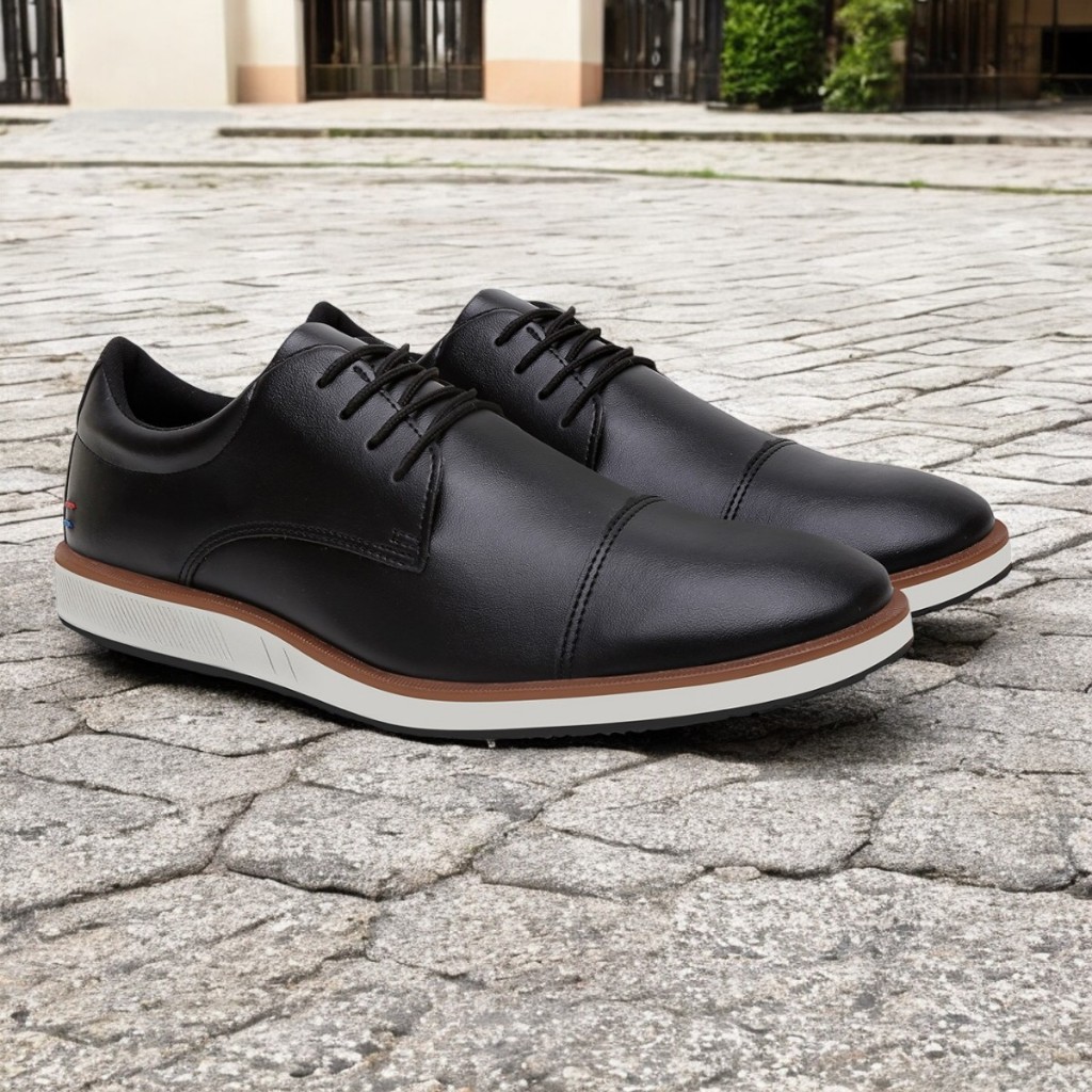 Sapato Social Masculino Oxford Casual Com Cadarço Leve Confort