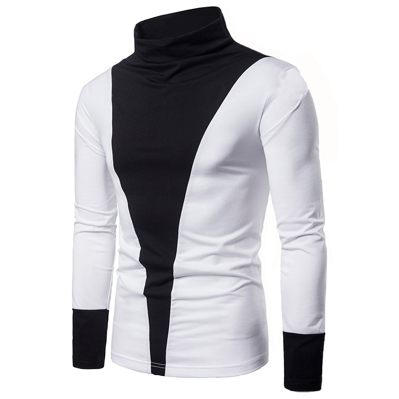 Blusa Cacharrel Masculina Gola Alta De Malha Lisa Manga Comprida Meia Estação