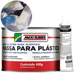Massa Poliéster para Plástico 400g Maxi Rubber | Massa Automotiva para Reparos e Acabamento
