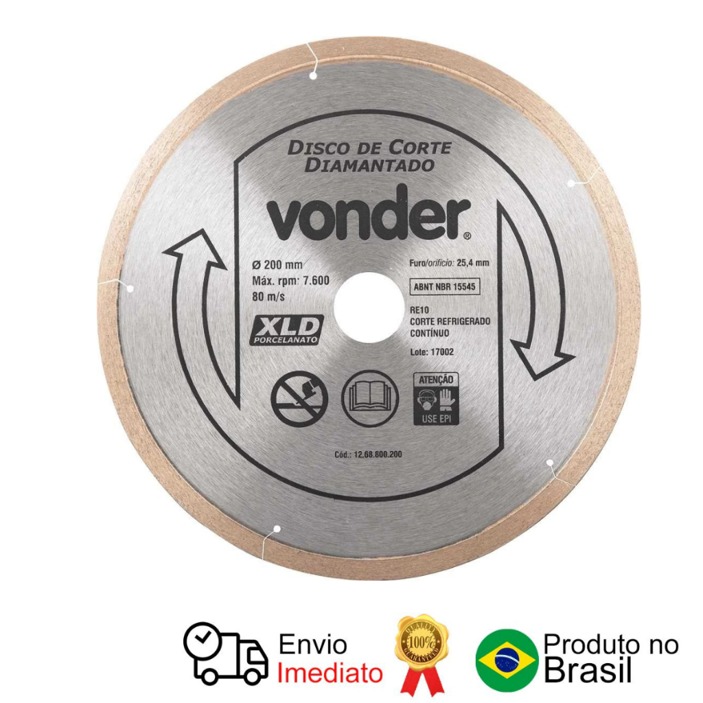 Disco De Corte Diamantado 200 Mm Para Porcelanato Xld Vonder