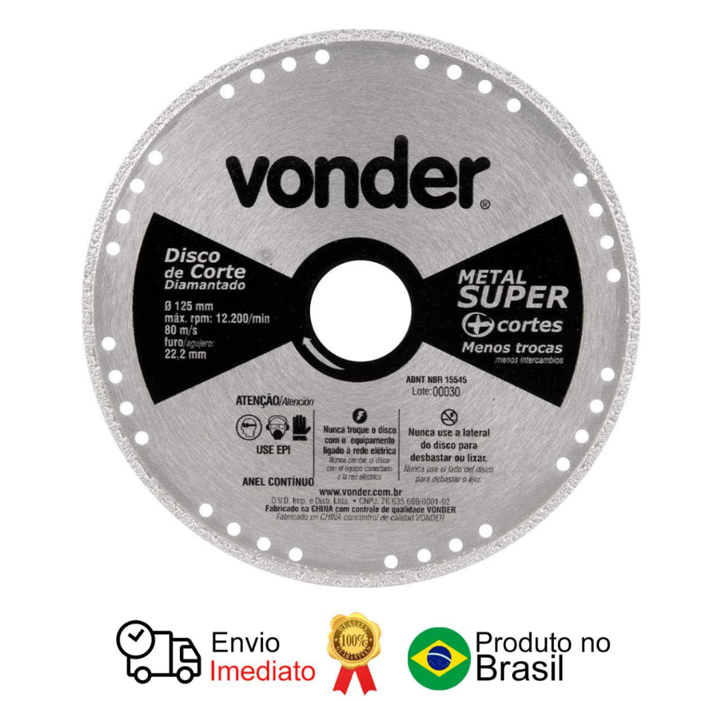 Disco De Corte Diamantado Contínuo Metais 125 Mm Vonder em Oferta na Shopee