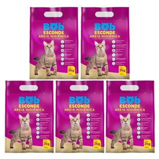 Kit 5 Unidades Areia Higiênica para Gatos Bob Esconde com Extrato de Mandioca Biodegradável 10Kg em Oferta na Shopee