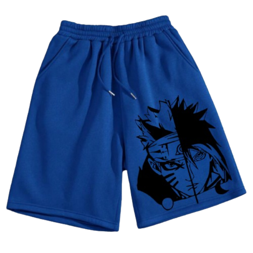 Bermuda Masculina Anime Básico Estampado Short Moletom Flanelado