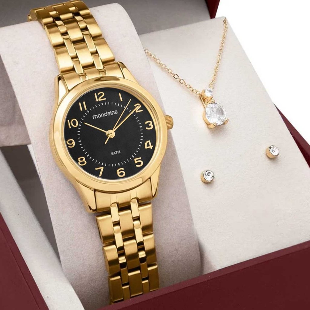 Kit Relógio Mondaine Feminino com Colar e Brincos 32796LPMKDE2K1 - Watches