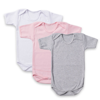 KIT 3 PEÇAS BODY BEBÊ MANGA CURTA SUEDINE 100% ALGODÃO em Oferta na Shopee