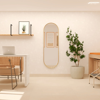 Espelho Oval Grande Corpo Inteiro 150x40cm Com Moldura Alumínio Para Quarto Sala Decorativo em Oferta na Shopee