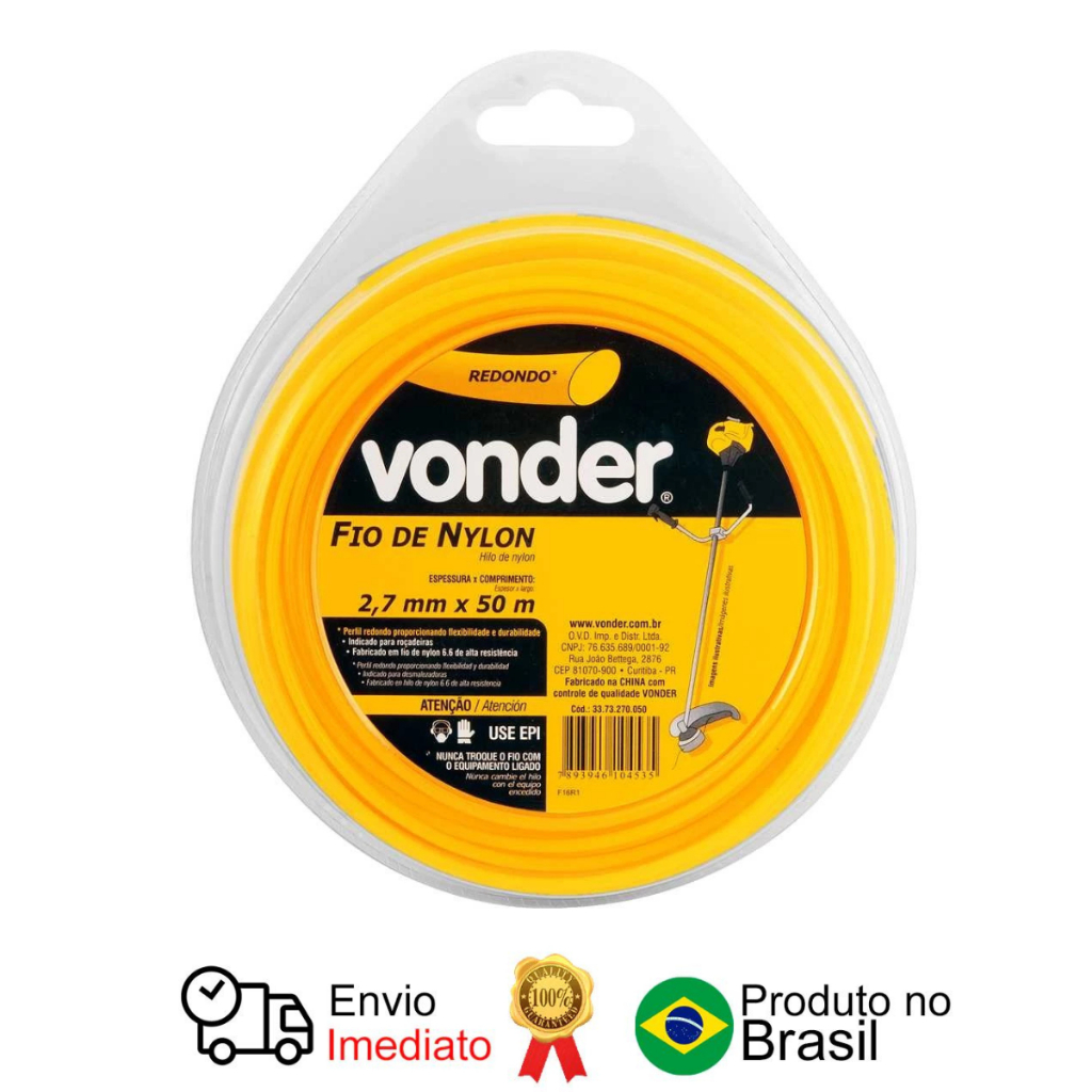Fio De Nylon 2.7mm x 50m Redondo Vonder em Oferta na Shopee