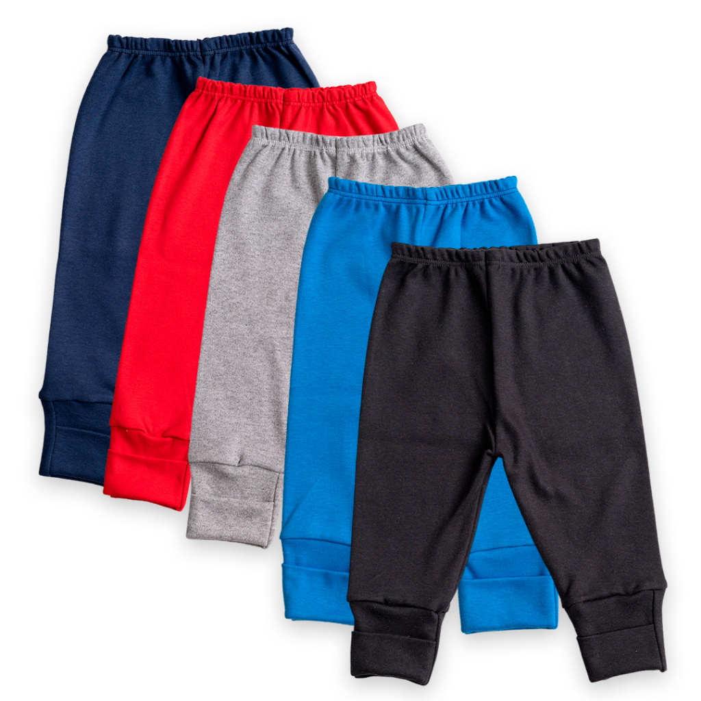 KIT 5 PEÇAS CALÇA / MIJÃO BEBÊ/ CULOTE SUEDINE 100% ALGODÃO COM PEZINHO REVERSIVEL em Oferta na Shopee