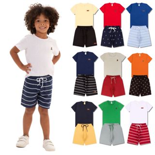 Kit Básico 8 Peças Roupa Infantil Menino - 4 Camisetas Básicas + 4 Bermudas - 4 Conjuntos ...