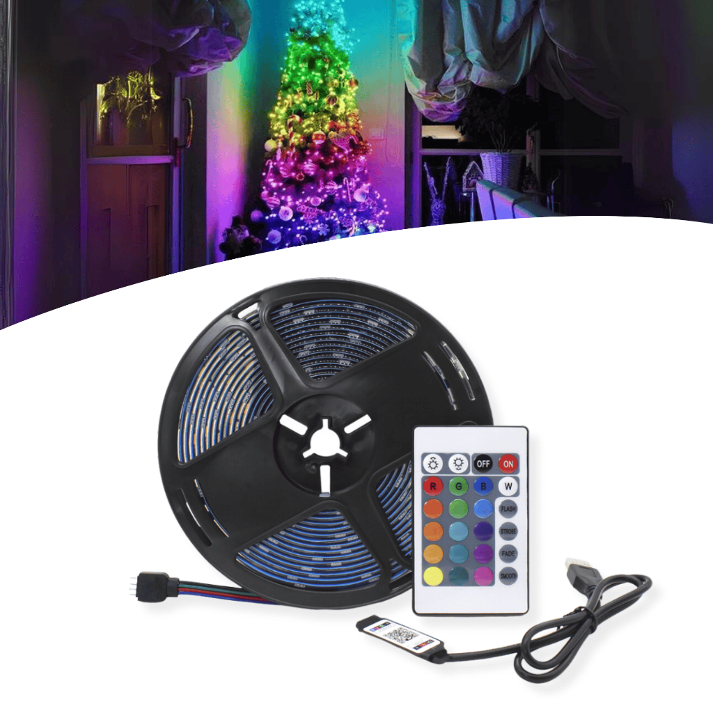 Fita Led RGB 5M USB + Controle | Controle Aplicativo | Pisca Pisca Decoração Natal | Prova d'água