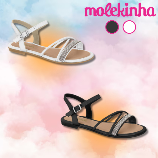 Sandália Molekinha Napa Turim Milano Confortável Brilhante Casual Menina Infantil