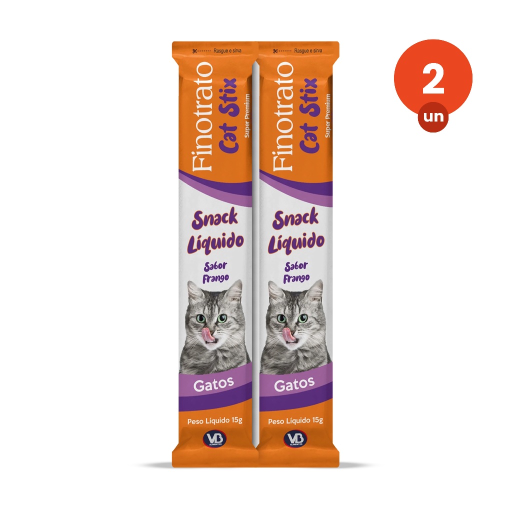 kit 2 Petisco Finotrato Cat Stix Gatos Adultos Sabor Frango e Cereais 15g