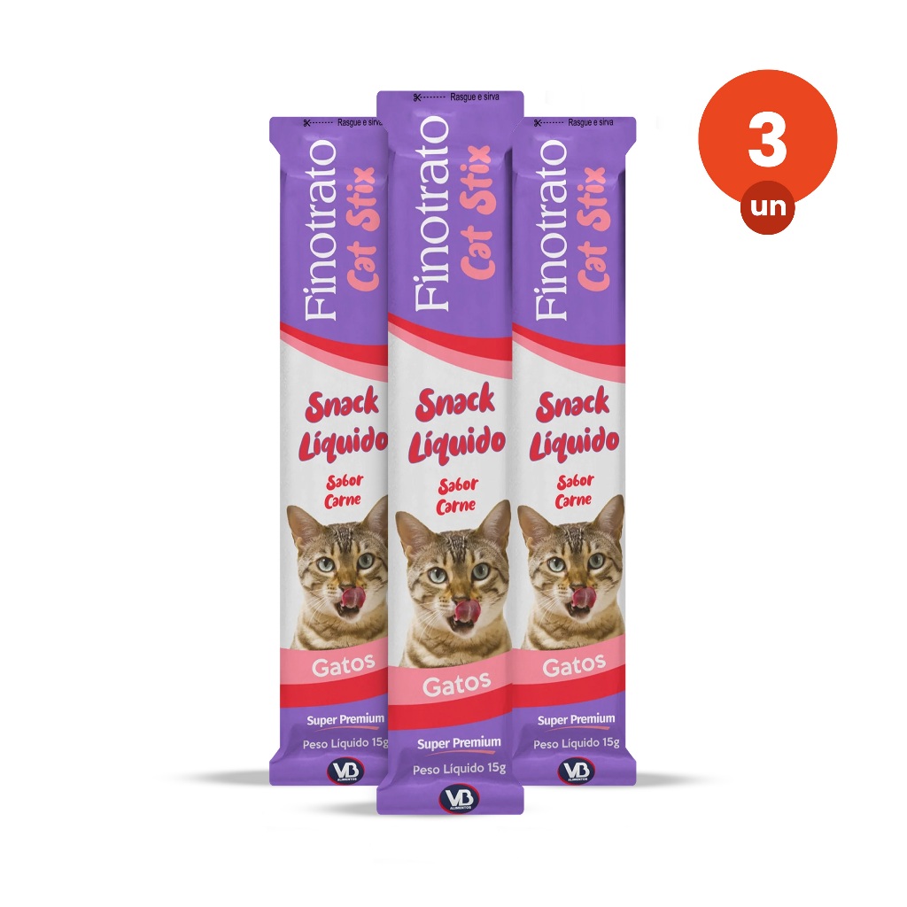 kit 3 Petisco Finotrato Cat Stix Gatos Adultos Sabor Carne 15g em Oferta na Shopee