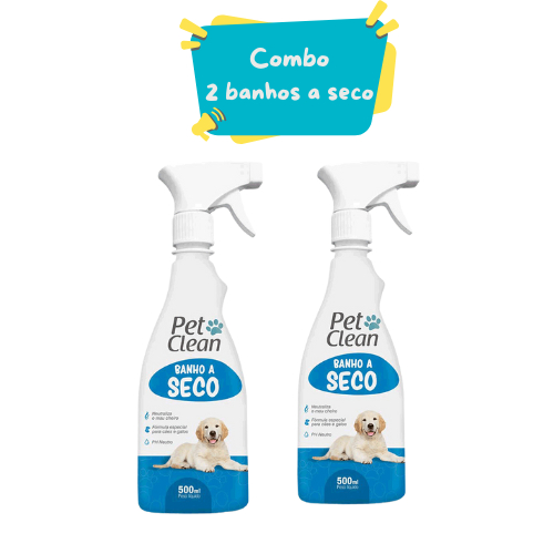 Kit 2 Banhos A Seco Spray Para Cães E Gatos Pet Clean 500ml