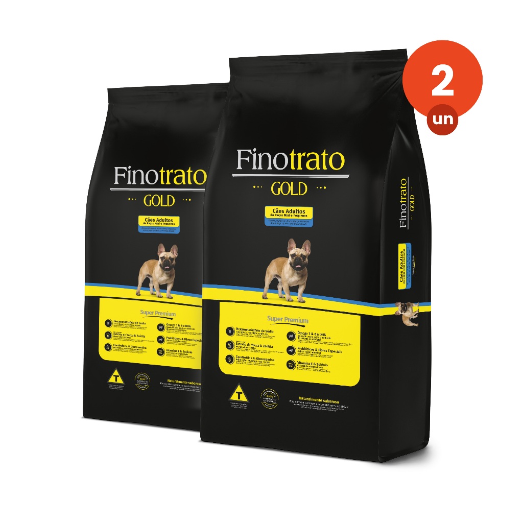 kit 2 Ração Finotrato Gold Super Premium Cães Adultos Raças Pequenas e Médias Sabor Frango e Cereais 10,1kg