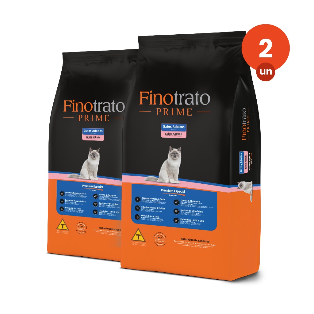 kit 2 Ração Finotrato Prime Premium Especial Gatos Adultos Sabor Salmão 10,1kg em Oferta na Shopee