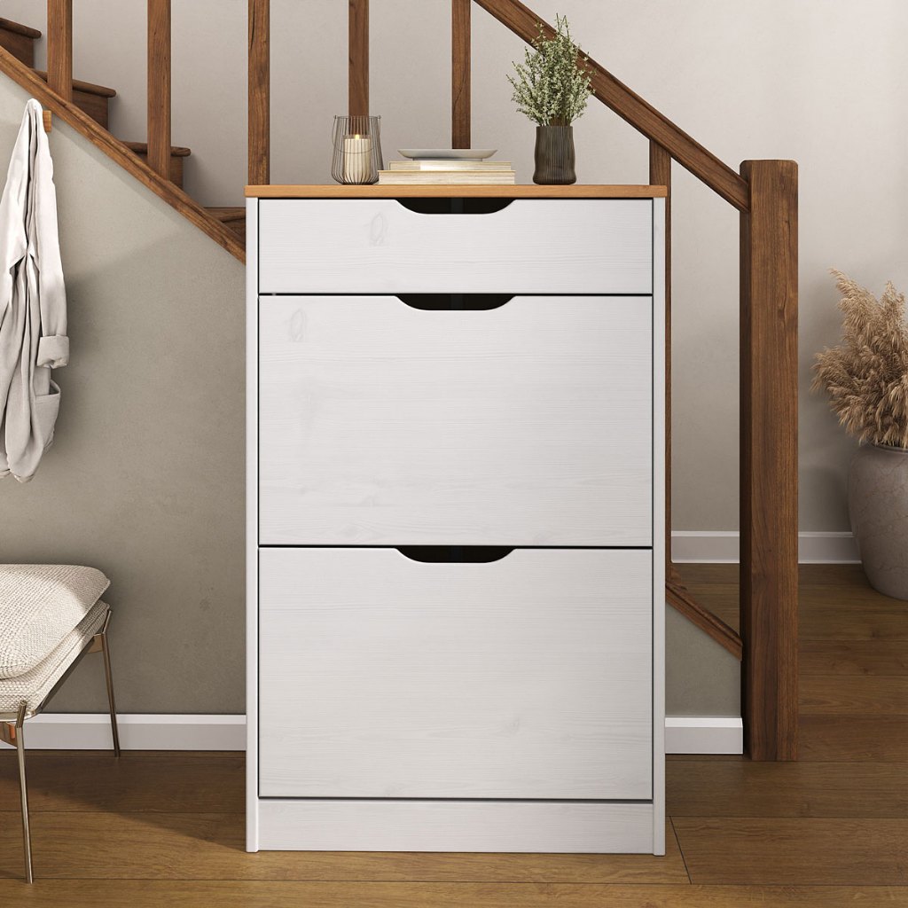 Sapateira Basculante Madeira 3 Gavetas Basil em Oferta na Shopee