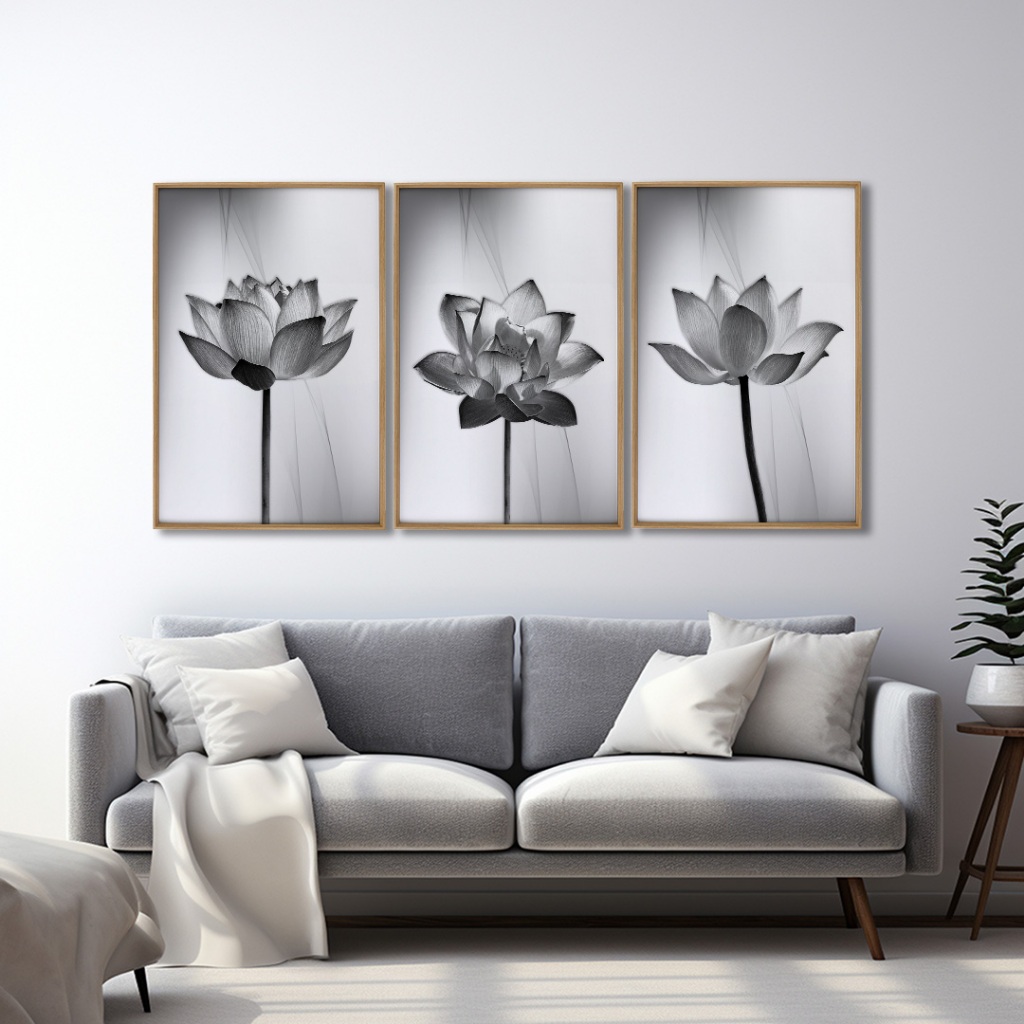 Quadro Decorativo Tríptico Floral Contemporâneo: Equilíbrio e Sofisticação em Oferta na Shopee