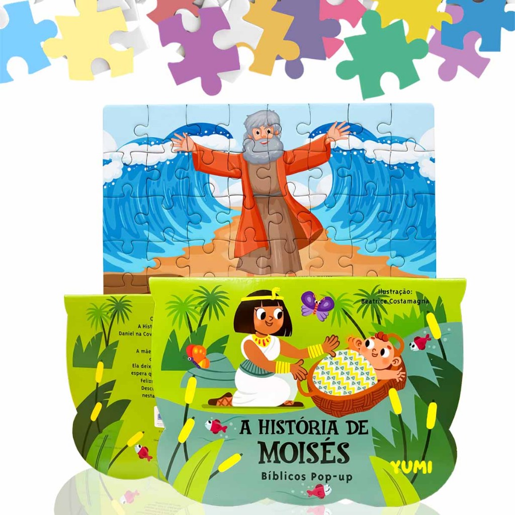 Kit Livro Infantil História De Moisés Em 3d  Pop-up + Quebra-Cabeça Bíblia Infantil Leia E Divirta-se 4 A 12 Anos em Oferta na Shopee