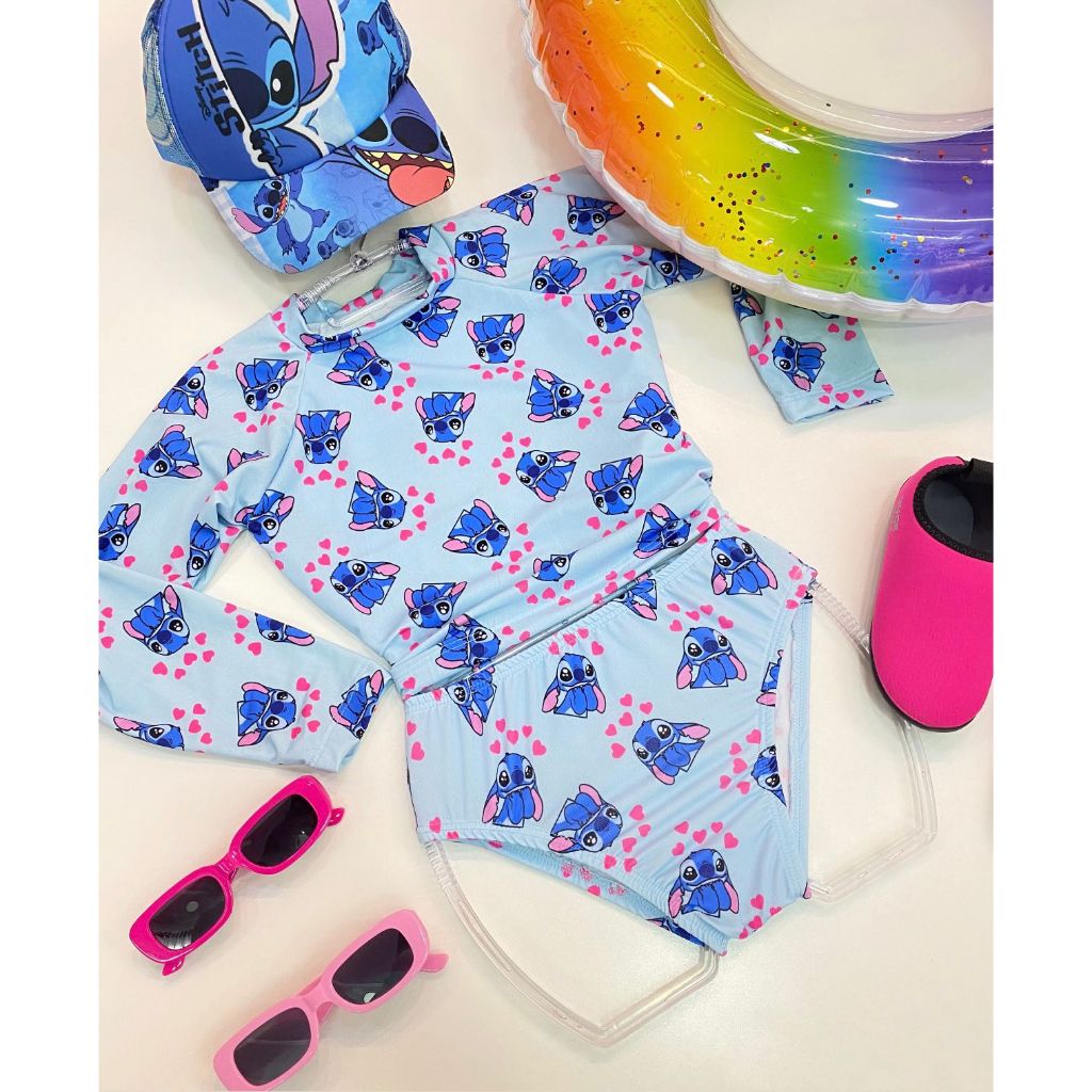 Biquini Cropped Manga Longa Infantil Menina Bebe Biquini Proteção Uv 50 Maio Manga Comprida