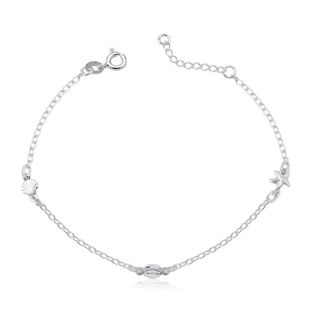 Pulseira Feminina de Prata 925 Elo Cadeado com Elementos do Mar em Oferta na Shopee