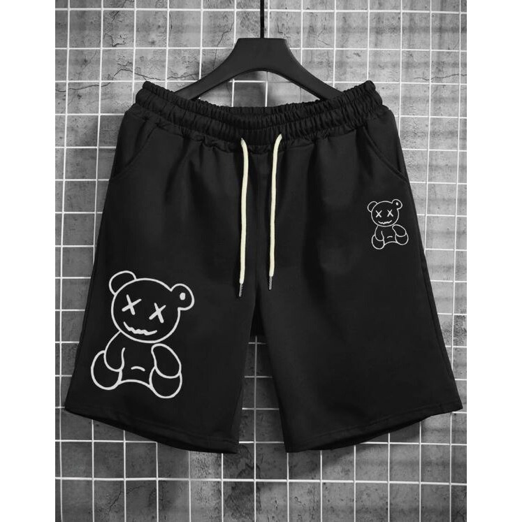 Bermuda Masculina Urso Básico Leve Algodão Short Moletom Flanelado