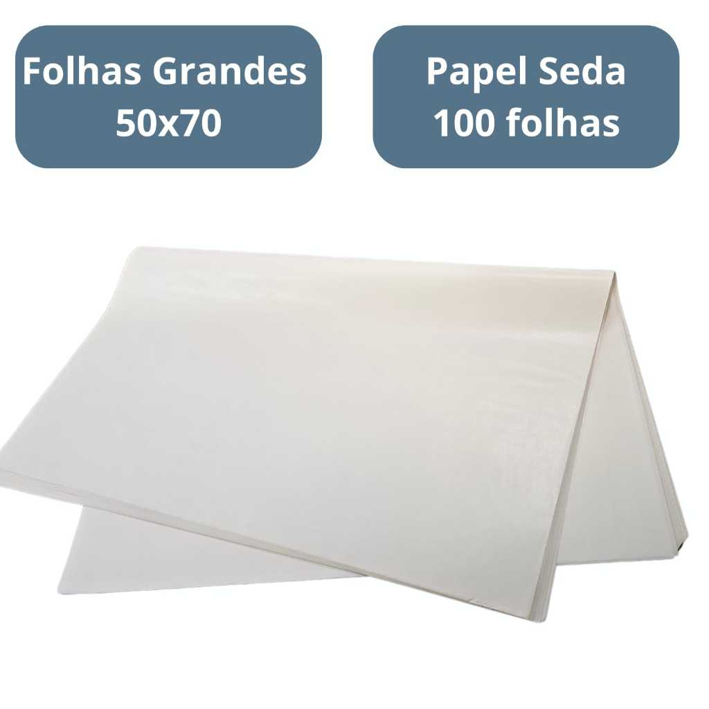 Papel De Seda 50x70 100 Folhas Grande - Branco