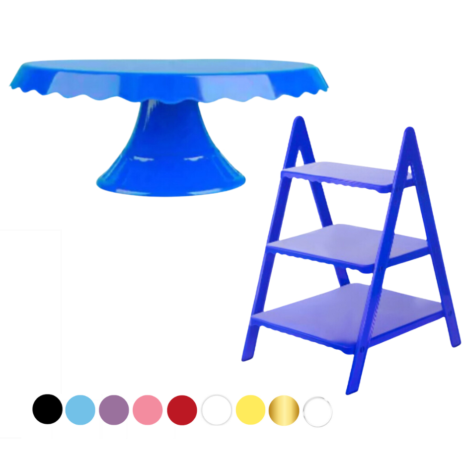 Kit Decoração 1 Boleira Slim + 1 Escadinha P/ Doce Lembrancinhas Festa Aniversário Suporte Bolo