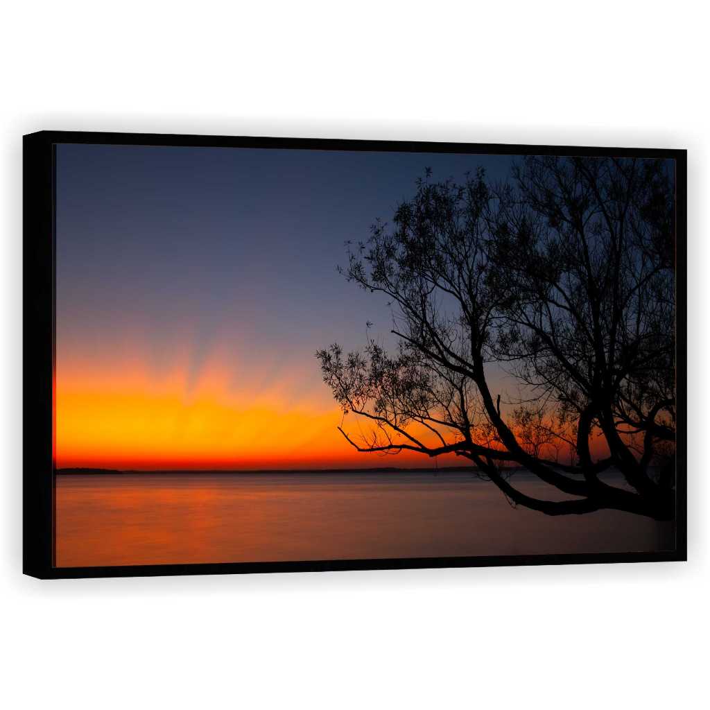 Quadro Luxo Decorativo Árvore Praia Sol Paisagem Natureza Salas Tela Canvas Filete GG04