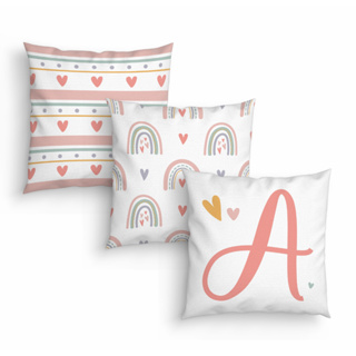 Kit 3 Capas de Almofada Infantil Menina Arco Iris Boho com Inicial Letra em Oferta na Shopee