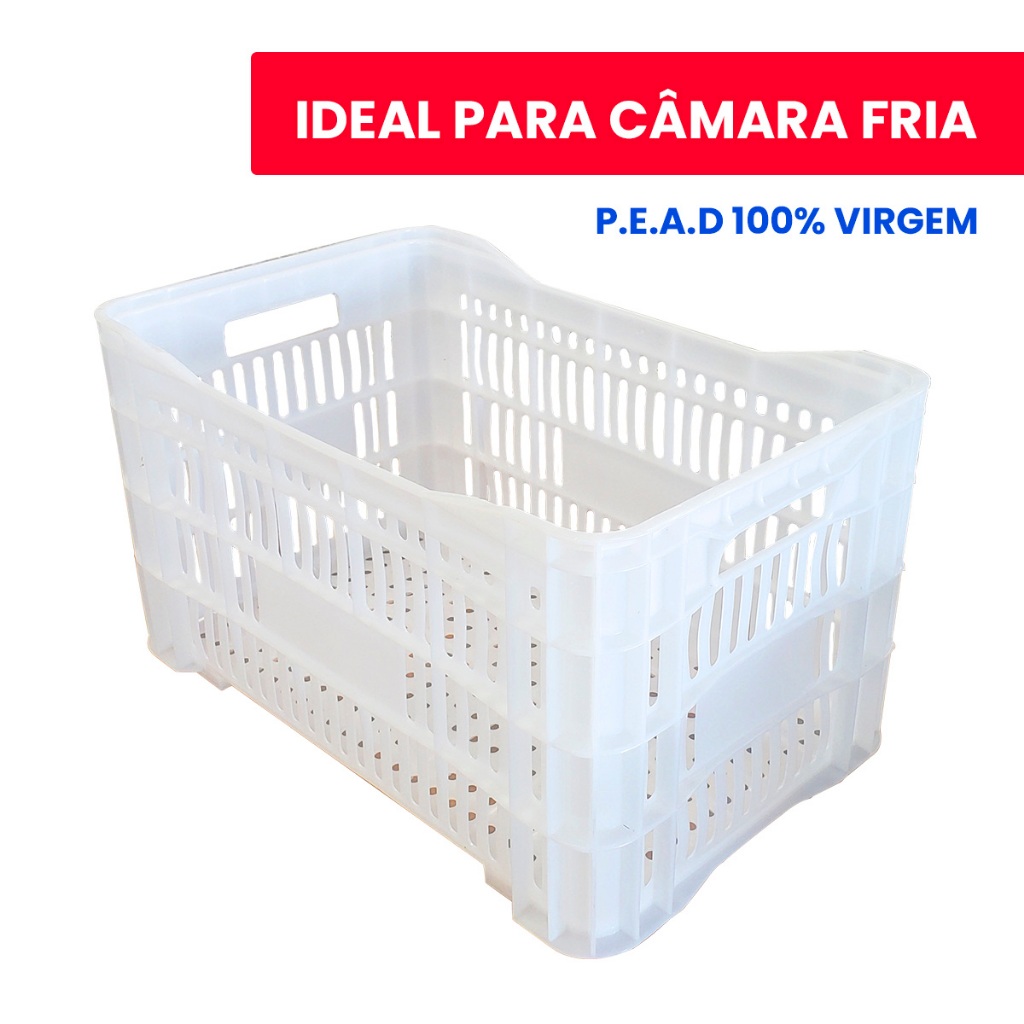 Caixa Plástica Mercado Hortifruti Empilhável Multiuso Organizadora Reforçada Frutas Legumes Verduras - Home & Living