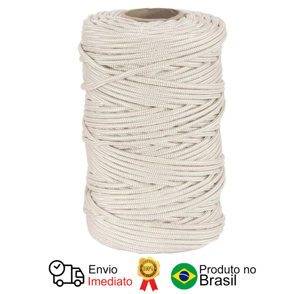 Corda Multifilamento Trançada 6mm x 180m Branca Vonder em Oferta na Shopee