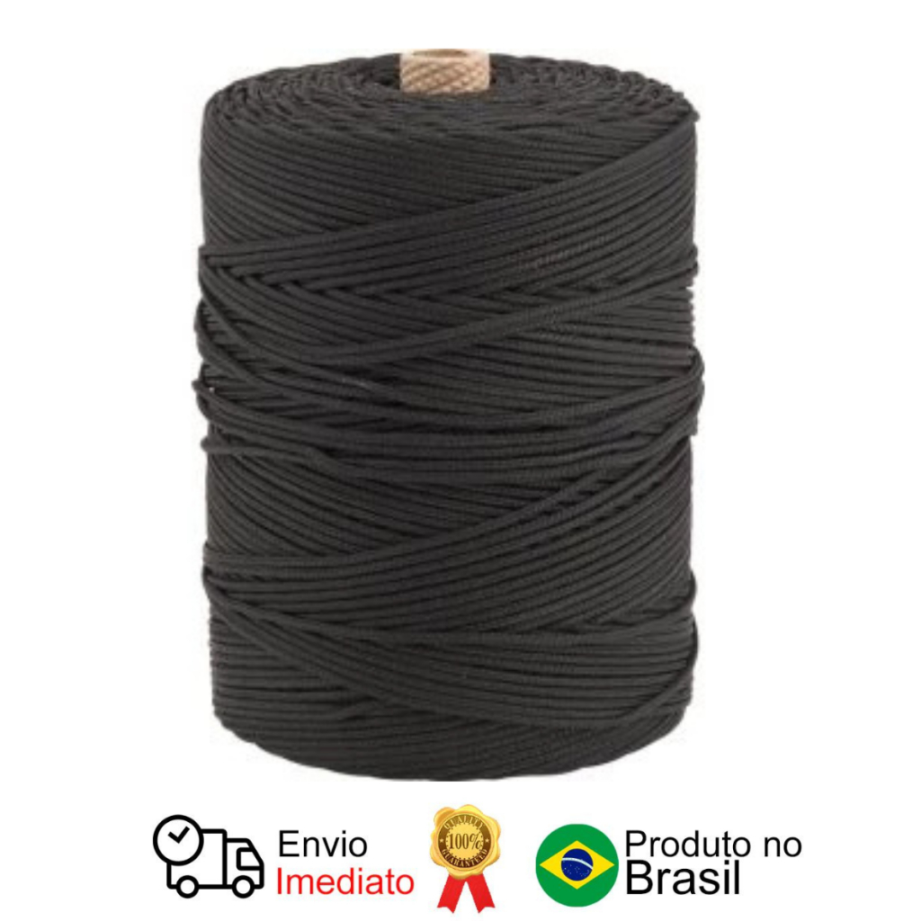 Corda Multifilamento Trançada 3mm x 277m Preta Vonder em Oferta na Shopee