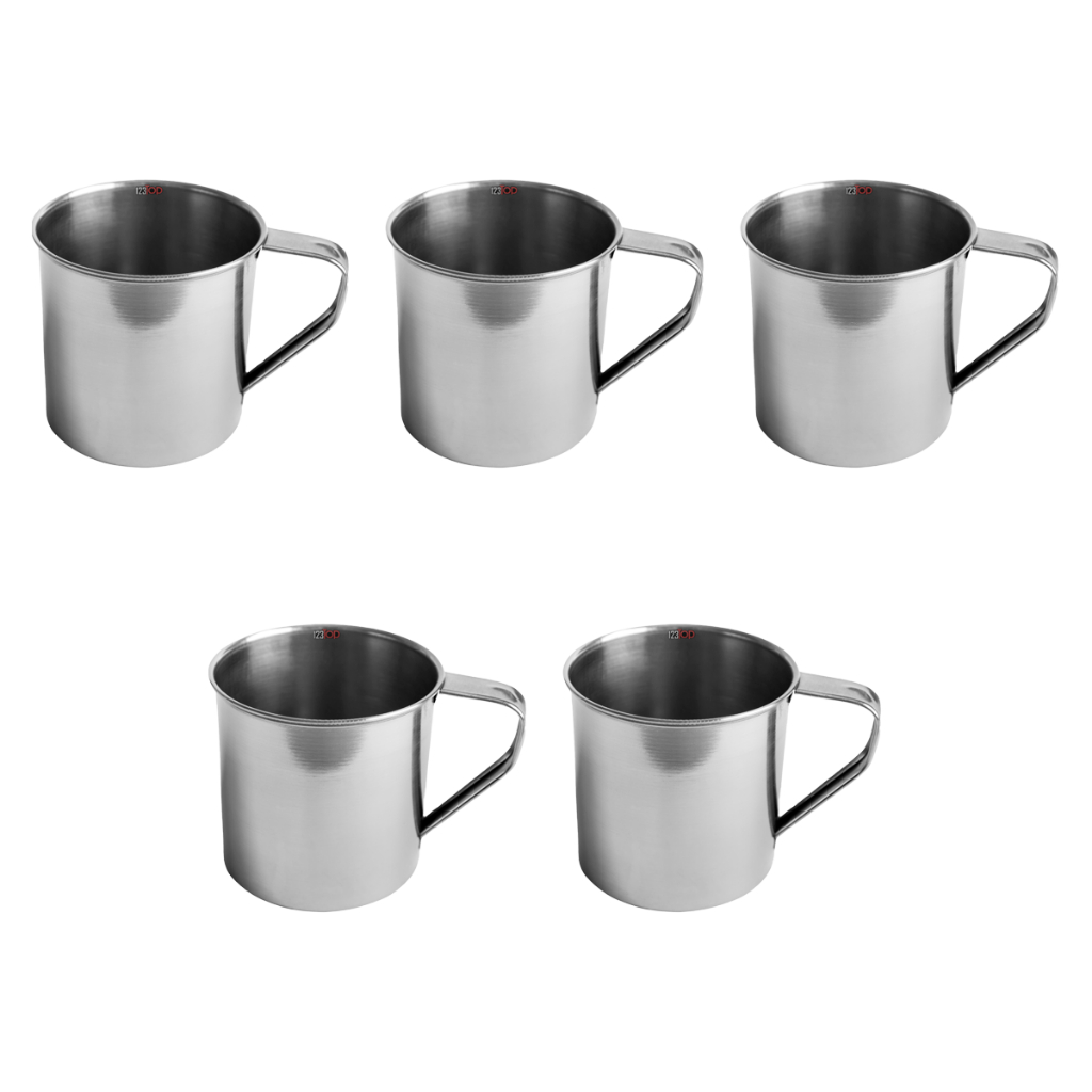 Kit 5x Mini Caneca De Inox Xicara 150ml Vintage Resistente Pequena Copo Aço Inoxidável Café Bebidas