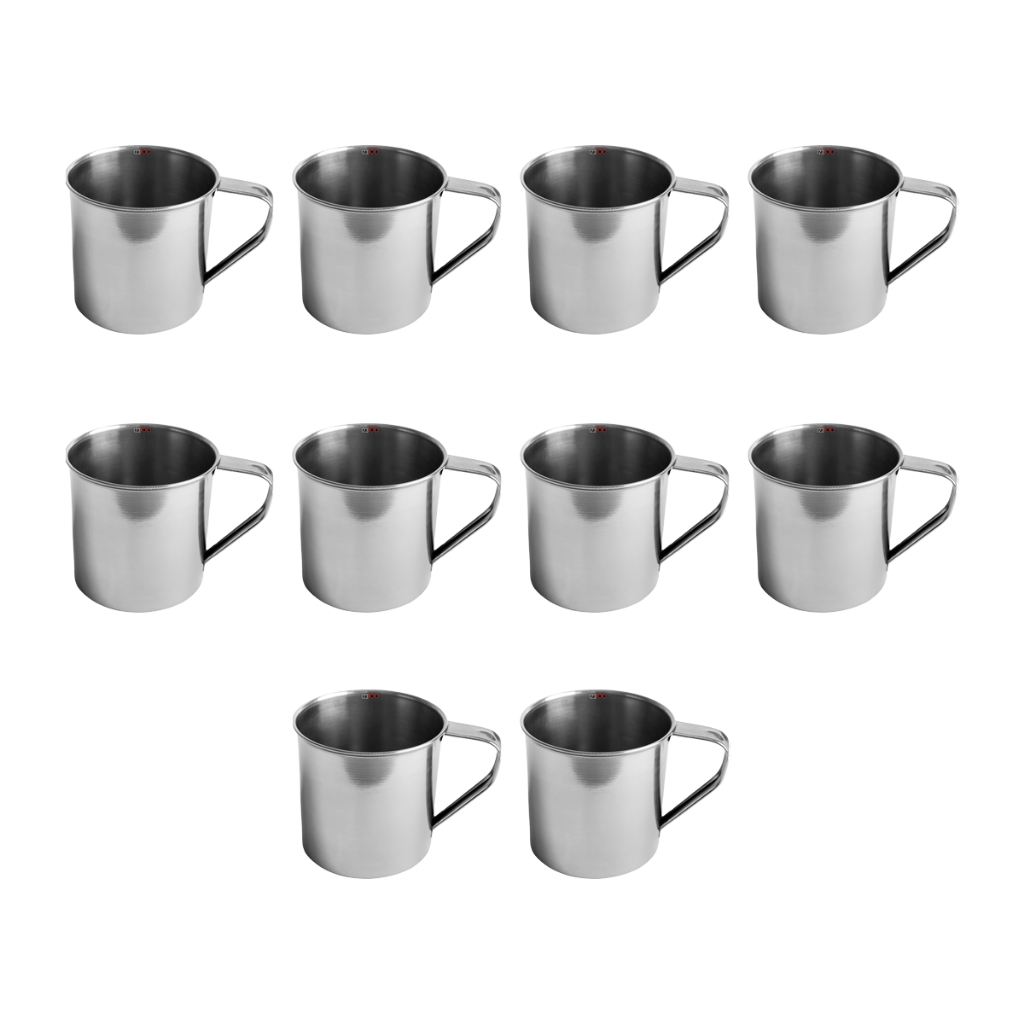 Kit 10x Mini Caneca De Inox Xicara 150ml Vintage Resistente Pequena Copo Aço Inoxidável Café Bebidas em Oferta na Shopee