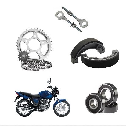 Kit Transmissão Relação CG 125 00/08 + Esticador de Corrente+ Rolamentos Traseiro+ Patim Traseiro em Oferta na Shopee
