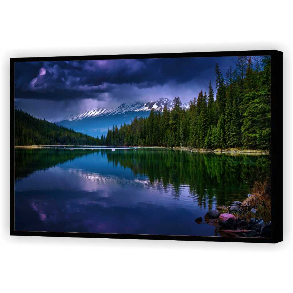 Quadro Luxo Decorativo Árvores Verdes Montanhas Rio Paisagem Natureza Salas Tela Canvas Filete GG