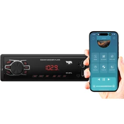 Som Automotivo Bluetooth USB SD Card Rádio FM App Display LED Vermelho WKMP3L
