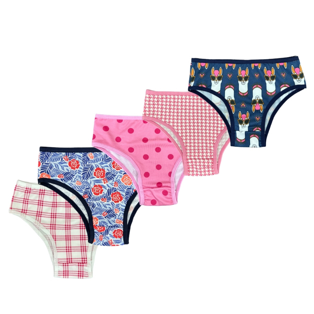 Kit 5 Calcinha Infantil Adolescente Juvenil Microfibra Estampada Calçolinha Tanga Feminina
